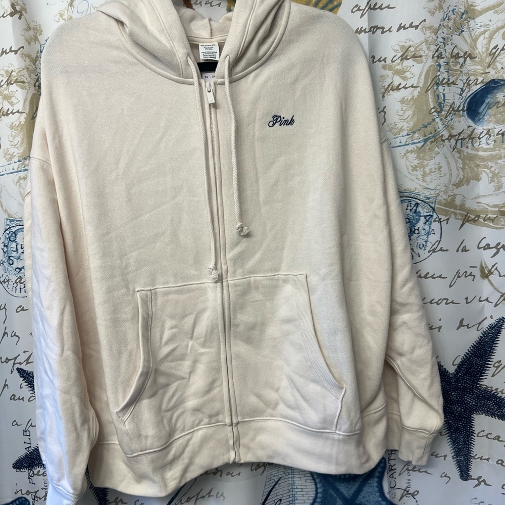 Cream Zip-Up Hoodie